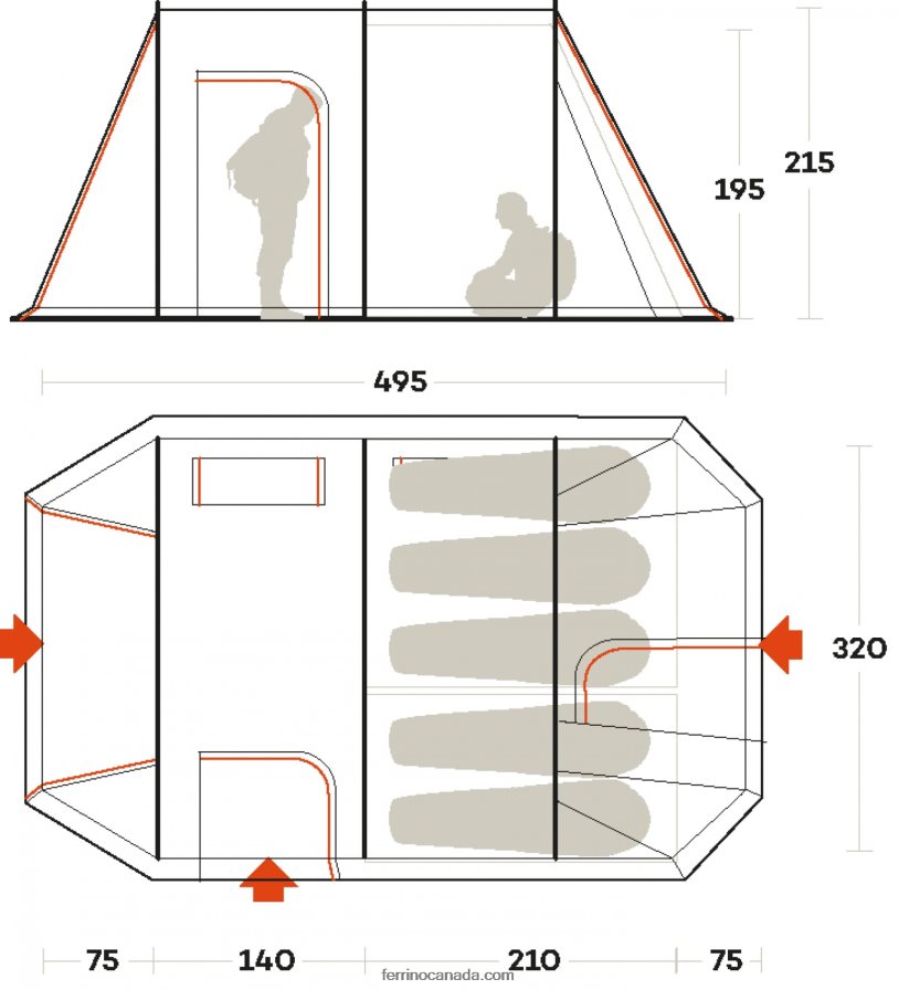 Ferrino Unisex TENT CHANTY 5 DELUXE WHITE 8RV8VL492