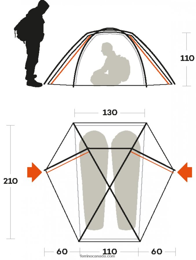 Ferrino Unisex TENT TRIVOR 2 8RV8VL454